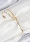 Pirinç Zirkon Taşlı Boncuk Model Ezme Zincir Gold Renk Kadın Bileklik