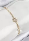 Pirinç Zirkon Taşlı Çiçek Model Gold Renk Kadın Bileklik