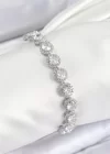 Pirinç Zirkon Taşlı Daire Baget Model Gümüş Renk VIP Seri Kadın Bileklik