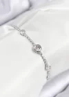 Pirinç Zirkon Taşlı Daire Model Gümüş Renk Asansörlü Kadın Bileklik