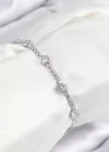 Pirinç Zirkon Taşlı Daire Model Gümüş Renk Asansörlü Kadın Bileklik