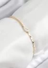 Pirinç Zirkon Taşlı Damla Model Ezme Zincir Gold Renk Kadın Bileklik