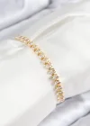 Pirinç Zirkon Taşlı Damla Model Gold Renk Asansörlü Kadın Bileklik
