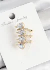 Pirinç Zirkon Taşlı Damla Model Gold Renk Sağ Kıkırdak Küpe