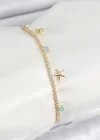Pirinç Zirkon Taşlı Deniz Yıldızı Model Gold Renk Kadın Bilekilk