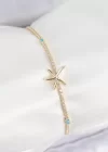 Pirinç Zirkon Taşlı Deniz Yıldızı Model Gold Renk Kadın Bilekilk