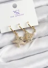 Pirinç Zİrkon Taşlı Deniz Yıldızı Ve İstiridye Model Gold Renk 3lü Kadın Küpe