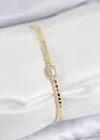 Pirinç Zirkon Taşlı Ezme Zincirli Baget Model Gold Renk Kadın Bilekilk