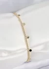 Pirinç Zirkon Taşlı Ezme Zincirli Sıralı Model Gold Renk Kadın Bilekilk