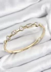 Pirinç Zirkon Taşlı Geometrik Model Model Gold Renk Kadın Kelepçe