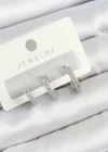 Pirinç Zirkon Taşlı Halka Model Gümüş Renk 3lü Çift Kadın Küpe Set