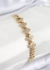 Pirinç Zirkon Taşlı Kalp Model Gold Renk Kadın Bileklik