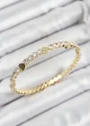 Pirinç Zirkon Taşlı Kalp Model Gold Renk Yaylı Kadın Bileklik
