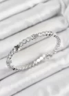 Pirinç Zirkon Taşlı Kalp Model Gümüş Renk Yaylı Kadın Bileklik
