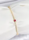 Pirinç Zirkon Taşlı Kare Model Gold Renk Kadın Bilekilk