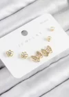 Pirinç Zirkon Taşlı Kelebek Model Gold Renk 925 Ayar Gümüş Çivi Kadın Küpe Set