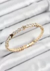 Pirinç Zirkon Taşlı Kelebek Model Gold Renk Yaylı Kadın Bileklik
