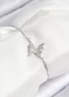 Pirinç Zirkon Taşlı Kelebek Model Gümüş Renk Asansörlü Kadın Bileklik
