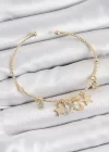 Pirinç Zirkon Taşlı Kelebek Ve Yıldız Model Gold Renk Charm Bileklik