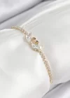 Pirinç Zirkon Taşlı Kuğu Model Gold Renk Asansörlü Kadın Bileklik