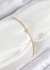 Pirinç Zirkon Taşlı Kutup Yıldızı Model Ezme Zincir Gold Renk Kadın Bileklik