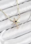 Pirinç Zirkon Taşlı Kutup Yıldızı Model Ezme Zincir Gold Renk Kadın Kolye