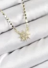 Pirinç Zirkon Taşlı Kutup Yıldızı Model Ezme Zincir Gold Renk Kadın Kolye