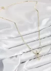 Pirinç Zirkon Taşlı Kutup Yıldızı Model Ezme Zincir Gold Renk Kadın Kolye