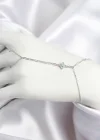 Pirinç Zirkon Taşlı Mavi Boncuklu Yonca Model Gümüş Renk Şahmeran