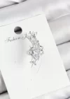 Pirinç Zirkon Taşlı Model Gümüş Renk Sağ Kıkırdak Küpe