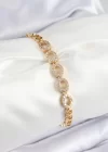 Pirinç Zirkon Taşlı Oval Model Gold Renk Kadın Bileklik