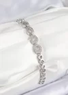 Pirinç Zirkon Taşlı Oval Model Gümüş Renk Kadın Bileklik