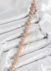Pirinç Zirkon Taşlı Pembe Kalp Baget Model Gold Renk VIP Seri Kadın Bileklik