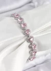 Pirinç Zirkon Taşlı Pembe Kalp Baget Model Gümüş Renk VIP Seri Kadın Bileklik