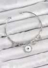 Pirinç Zirkon Taşlı Pusula Model Gümüş Renk Charm Bileklik