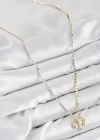 Pirinç Zirkon Taşlı Sallantılı Göz Model Ezme Zincir Gold Renk Kadın Kolye