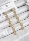 Pirinç Zirkon Taşlı Sallantılı Yıldız Model Gold Renk Kadın Küpe