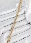 Pirinç Zirkon Taşlı Sıralı Halka Model Gold Renk Kadın Bileklik
