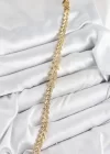 Pirinç Zirkon Taşlı Sıralı Ok Model Gold Renk Kadın Bileklik