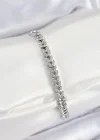 Pirinç Zirkon Taşlı Sıralı Yaprak Model Gümüş Renk Kadın Bileklik