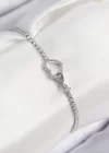 Pirinç Zirkon Taşlı Sonsuzluk Kalp Model Gümüş Renk Kadın Bileklik