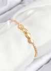 Pirinç Zirkon Taşlı Sonsuzluk Model Gold Renk Asansörlü Kadın Bileklik