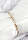 Pirinç Zirkon Taşlı Su Yolu Model Gold Renk Kadın Bileklik