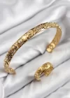 Pirinç Zirkon Taşlı Vintage Model Gold Renk Bileklik Yüzük Set