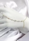 Pirinç Zirkon Taşlı Y Model Gold Renk Kadın Şahmeran