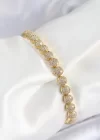 Pirinç Zirkon Taşlı Yarım Topcuk Model Gold Renk VIP Seri Kadın Bileklik