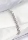 Pirinç Zirkon Taşlı Yarım Topcuk Model Gümüş Renk VIP Seri Kadın Bileklik