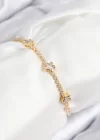 Pirinç Zirkon Taşlı Yıldız Model Gold Renk Asansörlü Kadın Bileklik