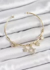 Pirinç Zirkon Taşlı Yıldız Model Gold Renk Charm Bileklik