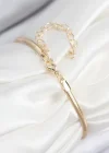 Pirinç Zirkon Taşlı Yıldız Model Gold Renk Kadın Bileklik